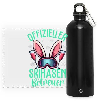 Offizieller Skihasen Betreuer - Panorama Trinkflasche mit Karabiner 750 ml - Schwarz - Vorne