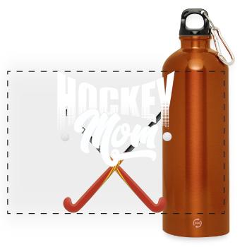 Feldhockey-Mama - Panorama Trinkflasche mit Karabiner 750 ml - Orange - Vorne