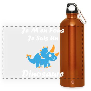 Blue Dino: Funny Phrases - Panoramic Drinks Bottle with Carabiner 750 ml - burnt orange - Front