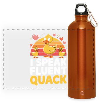 I Speak Fluent Quack Funny Duck Duck Family - Panoramic Drinks Bottle with Carabiner 750 ml - burnt orange - Front
