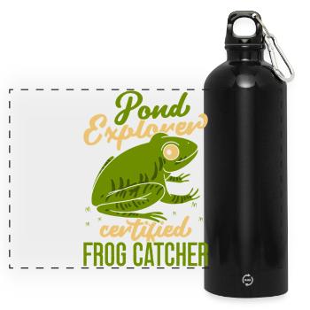 Frog Catcher Pond Explorer Certified Frog - Panoramic Drinks Bottle with Carabiner 750 ml - black - Front