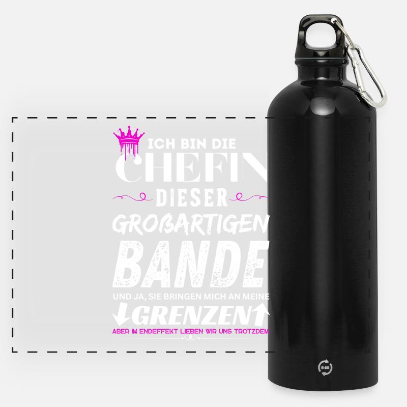 Chefin dieser Großartigen Bande Chefin Geschenke - Panoramic Drinks Bottle with Carabiner 750 ml - black