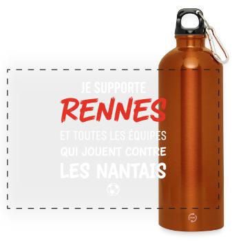 Humour football Rennes derby Brittany Nantes - Panoramic Drinks Bottle with Carabiner 750 ml - burnt orange - Front