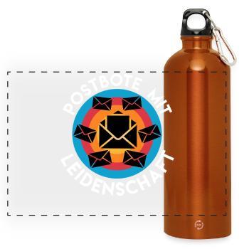 POSTBOTE MIT LEIDENSCHAFT Briefträger Lustiges - Panorama Trinkflasche mit Karabiner 750 ml - Orange - Vorne