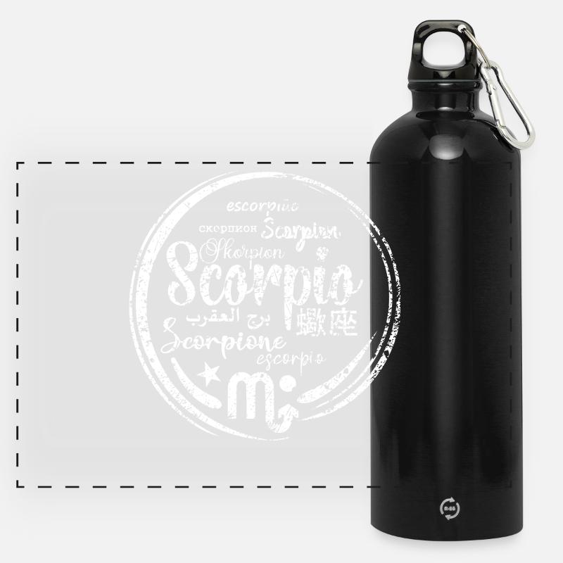Skorpion-Sternzeichen des Horoskops - Panorama Trinkflasche mit Karabiner 750 ml - Schwarz