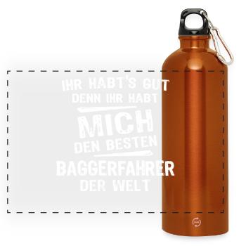 Excavator Operator - Panoramic Drinks Bottle with Carabiner 750 ml - burnt orange - Front