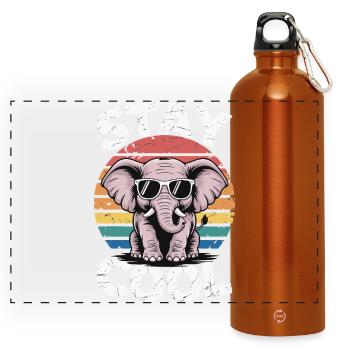 Stay Cool Elephant - Kids Retro - Panoramic Drinks Bottle with Carabiner 750 ml - burnt orange - Front
