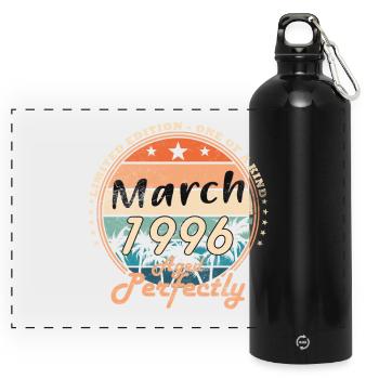 Birthday March 1996 - Panoramic Drinks Bottle with Carabiner 750 ml - black - Front