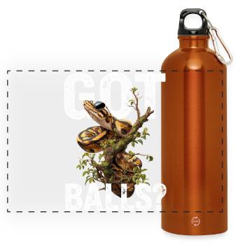 Königspython Schlangen Liebhaber Terrarium Python - Panorama Trinkflasche mit Karabiner 750 ml - Orange - Vorne