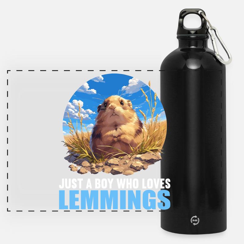 Lemminge Lemming - Panorama Trinkflasche mit Karabiner 750 ml - Schwarz