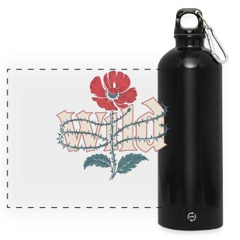 Chemise de fleurs sauvages avec motif de pavot - Gourde panoramique avec mousqueton 750 ml - noir - Devant