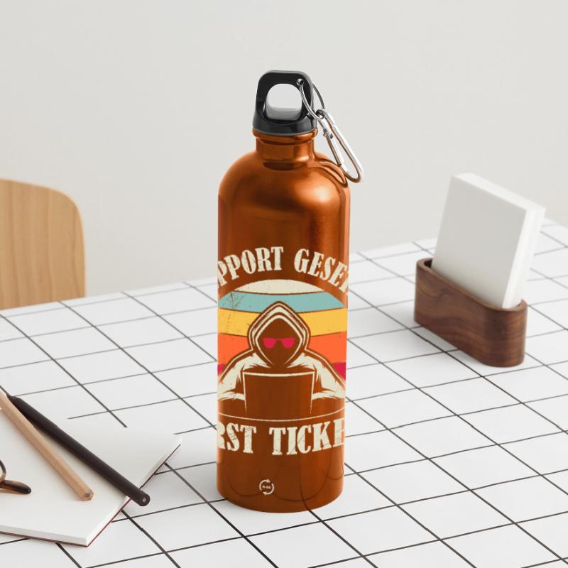 Computer Science Coder SUPPORT GESETZ ERST TICKET Panorama Trinkflasche mit Karabiner 750 ml