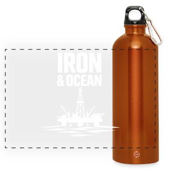 Offshore-bohrer-rig-bohrer Bohrboden Offshore - Panorama Trinkflasche mit Karabiner 750 ml - Orange - Vorne