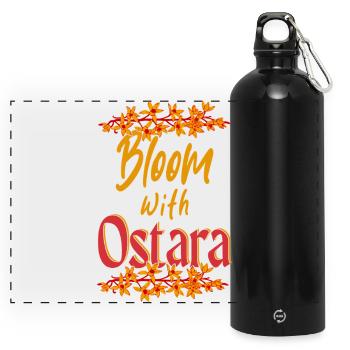 Bloom With Ostara Happy Easter Spring Equinox - Panoramic Drinks Bottle with Carabiner 750 ml - black - Front