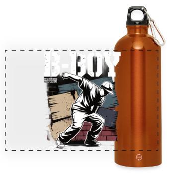 B-Boy Breakdance Streetstyle Breakdancer - Gourde panoramique avec mousqueton 750 ml - orange - Devant