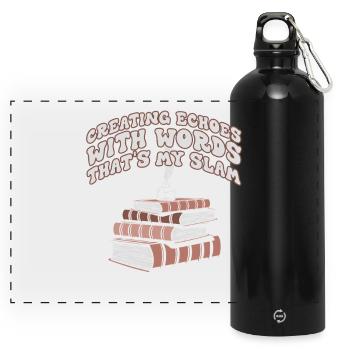 Echoes Through Words Slam Stack - Panoramic Drinks Bottle with Carabiner 750 ml - black - Front