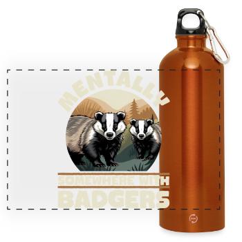 Funny Animal Badger - Panoramic Drinks Bottle with Carabiner 750 ml - burnt orange - Front