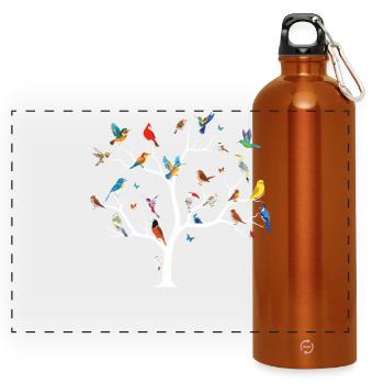 Bird Watching Birding Bird Watcher Bird Nerd - Panoramic Drinks Bottle with Carabiner 750 ml - burnt orange - Front