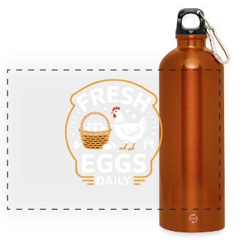 Fresh Eggs Daily Hühnerhalter Huhn - Panorama Trinkflasche mit Karabiner 750 ml - Orange - Vorne