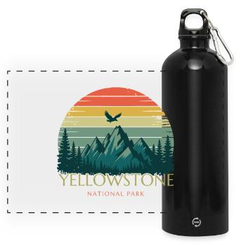 Yellowstone National Park - Panoramic Drinks Bottle with Carabiner 750 ml - black - Front