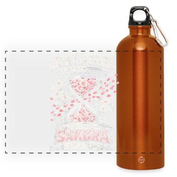 Cherry Blossom Sakura Cherry Blossom - Panoramic Drinks Bottle with Carabiner 750 ml - burnt orange - Front