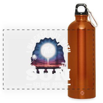Solar eclipse 2026, August 12 - Panoramic Drinks Bottle with Carabiner 750 ml - burnt orange - Front