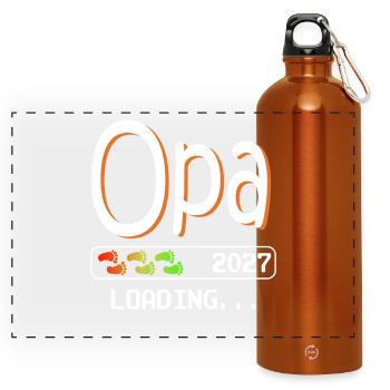 Werdender Opa 2027 loading zukünftiger Großvater - Panorama Trinkflasche mit Karabiner 750 ml - Orange - Vorne