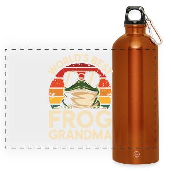 Worlds Best Frog Grandma Lustige Frosch Oma Retro - Panorama Trinkflasche mit Karabiner 750 ml - Orange - Vorne