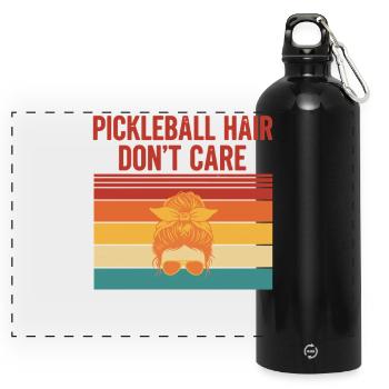Pickleball Cheveux S’en Fiche, Joueur Drôle Amour - Gourde panoramique avec mousqueton 750 ml - noir - Devant