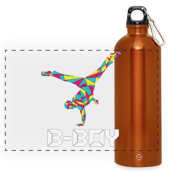 Breakdance B-Boy Streetdance Hip Hop - Panorama Trinkflasche mit Karabiner 750 ml - Orange - Vorne