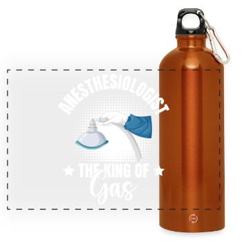 Anesthesiologist The King Of Gas Specialist - Panoramic Drinks Bottle with Carabiner 750 ml - burnt orange - Front