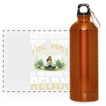 Meditation The Art Of Pretending To Relax - Panoramic Drinks Bottle with Carabiner 750 ml - burnt orange - Front