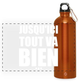 Jusqu’ici tout va bien - réplique culte - Gourde panoramique avec mousqueton 750 ml - orange - Devant
