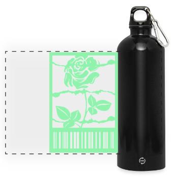 Style urbain en fil barbelé en rose gothique - Gourde panoramique avec mousqueton 750 ml - noir - Devant