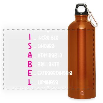 Isabel Name Personalized Gift - Panoramic Drinks Bottle with Carabiner 750 ml - burnt orange - Front