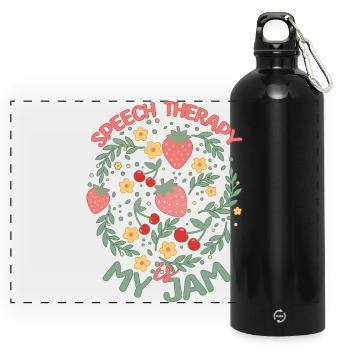 SLP Speech Therapy Is My Jam - Panoramic Drinks Bottle with Carabiner 750 ml - black - Front
