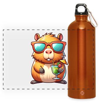 Capybara  - Panorama Trinkflasche mit Karabiner 750 ml - Orange - Vorne