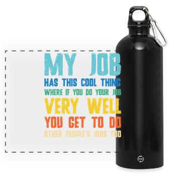 Bürohumor Zitat: Gut Arbeiten, Andere Jobs - Panorama Trinkflasche mit Karabiner 750 ml - Schwarz - Vorne