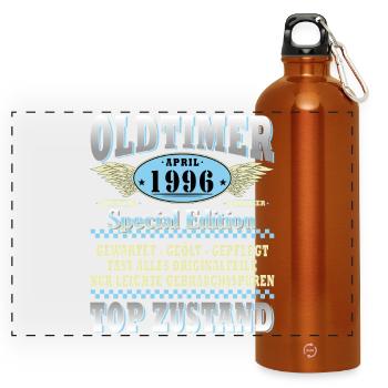 Oldtimer 1996 Spezialedition - Panorama Trinkflasche mit Karabiner 750 ml - Orange - Vorne