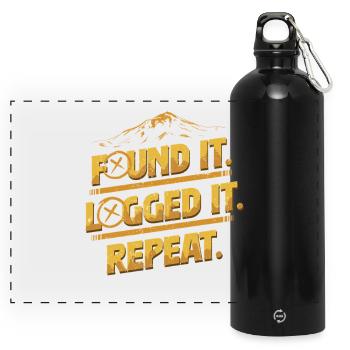 Geocache - Panorama Trinkflasche mit Karabiner 750 ml - Schwarz - Vorne