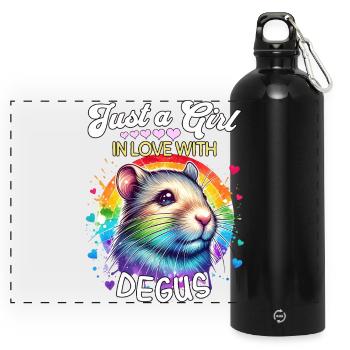 Degu Mädchen Degu - Panorama Trinkflasche mit Karabiner 750 ml - Schwarz - Vorne