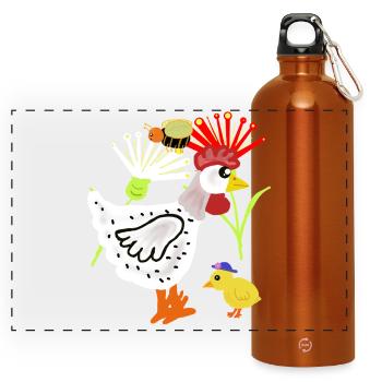 Fleurs de poulet poussin Poulet Retro Kids - Gourde panoramique avec mousqueton 750 ml - orange - Devant