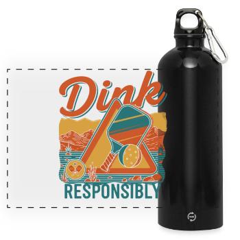 Joueur drôle de pickleball Dink Responsible Love - Gourde panoramique avec mousqueton 750 ml - noir - Devant
