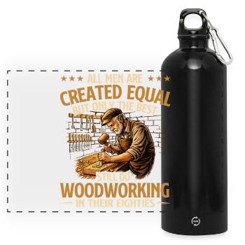 Best Woodworkers In Their Eighties Humor - Panoramic Drinks Bottle with Carabiner 750 ml - black - Front