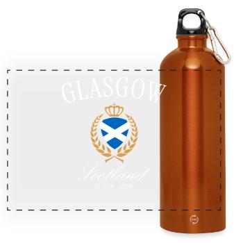 Glasgow Schottland Wappen Krone – Reise Souvenir - Panorama Trinkflasche mit Karabiner 750 ml - Orange - Vorne