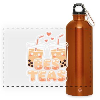 Boba Best Teas Süße Bubble Tea Liebhaber Freunde - Panorama Trinkflasche mit Karabiner 750 ml - Orange - Vorne
