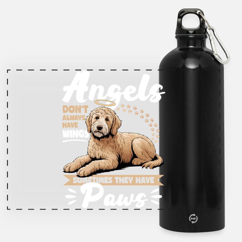 Goldendoodle Dog Breed - Panoramic Drinks Bottle with Carabiner 750 ml - black