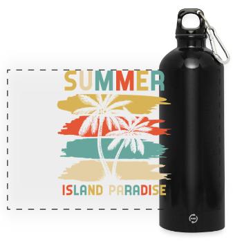 Fièvre du voyage au Paradis de l’Île d’Été - Gourde panoramique avec mousqueton 750 ml - noir - Devant