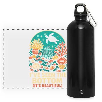 I Saw the Reason | Reef Diving - Panoramic Drinks Bottle with Carabiner 750 ml - black - Front