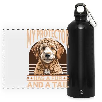 Race de chien Goldendoodle - Gourde panoramique avec mousqueton 750 ml - noir - Devant